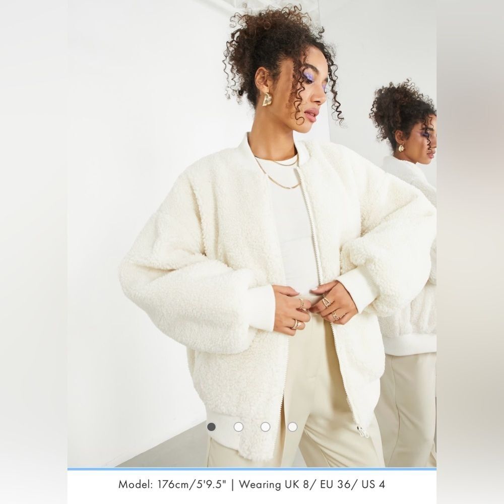 ASOS EDITION Oversized Borg Bomber Jacket - Cream